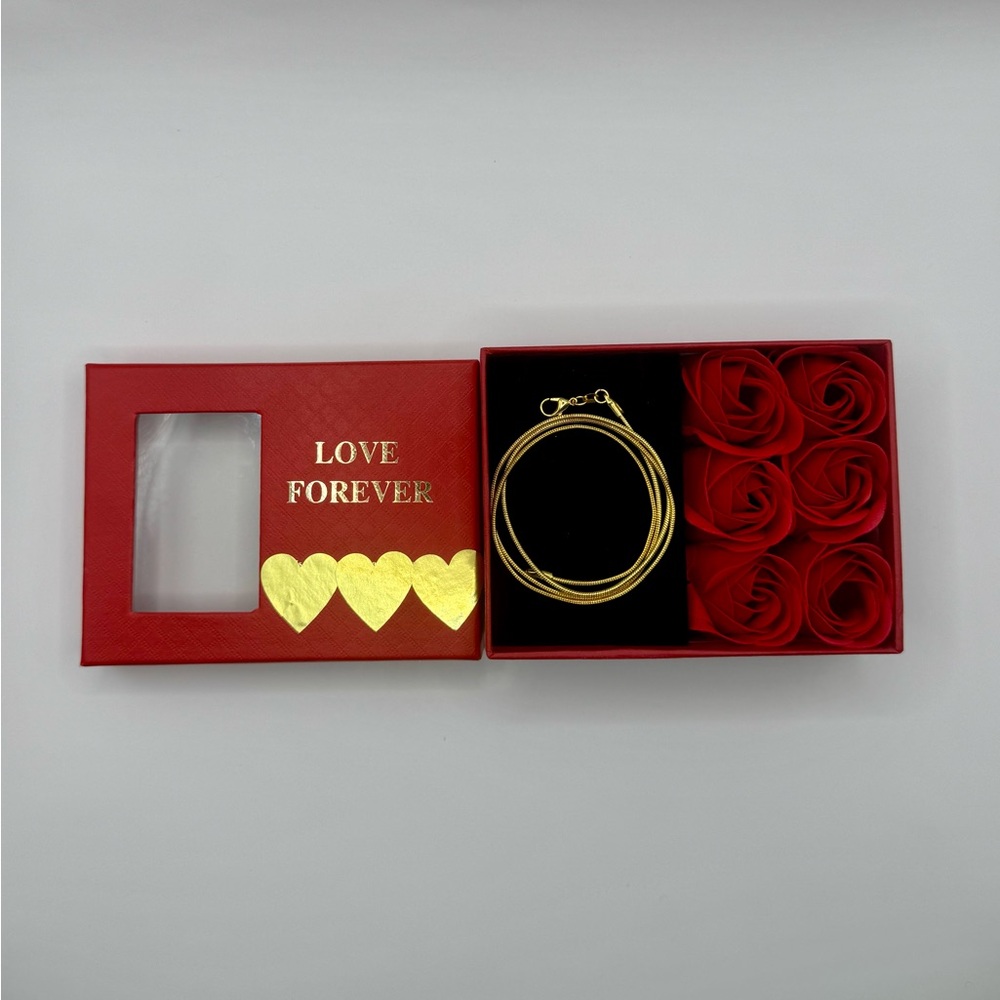 18k Gold plated chain Set with Red Gift Box